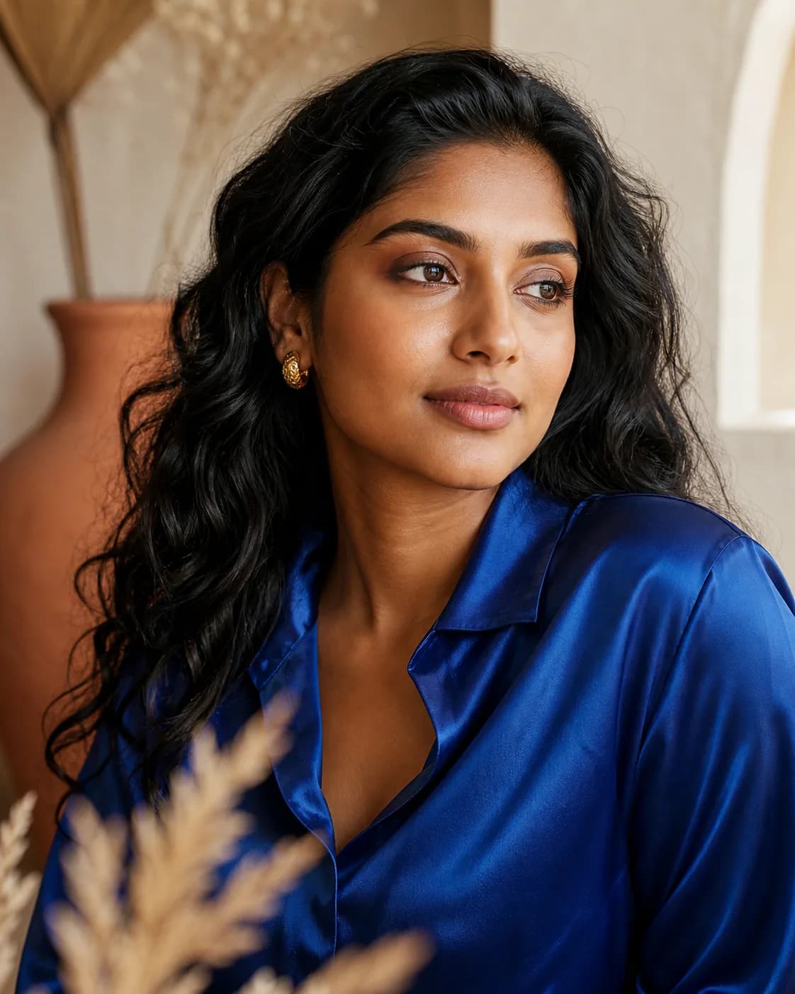 Editorial portrait for a natural beauty retouch example